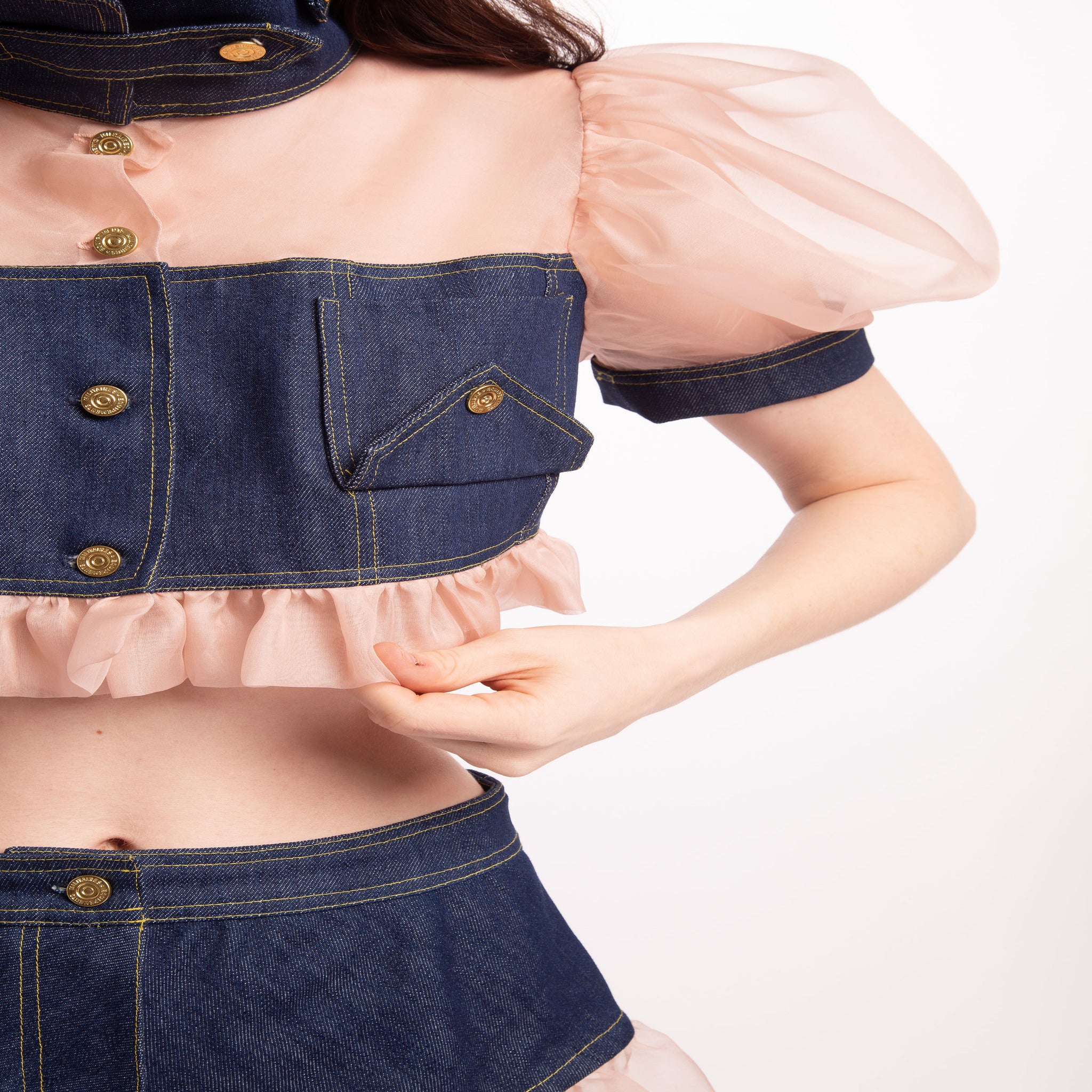 Denim Illusion Organza Jacket