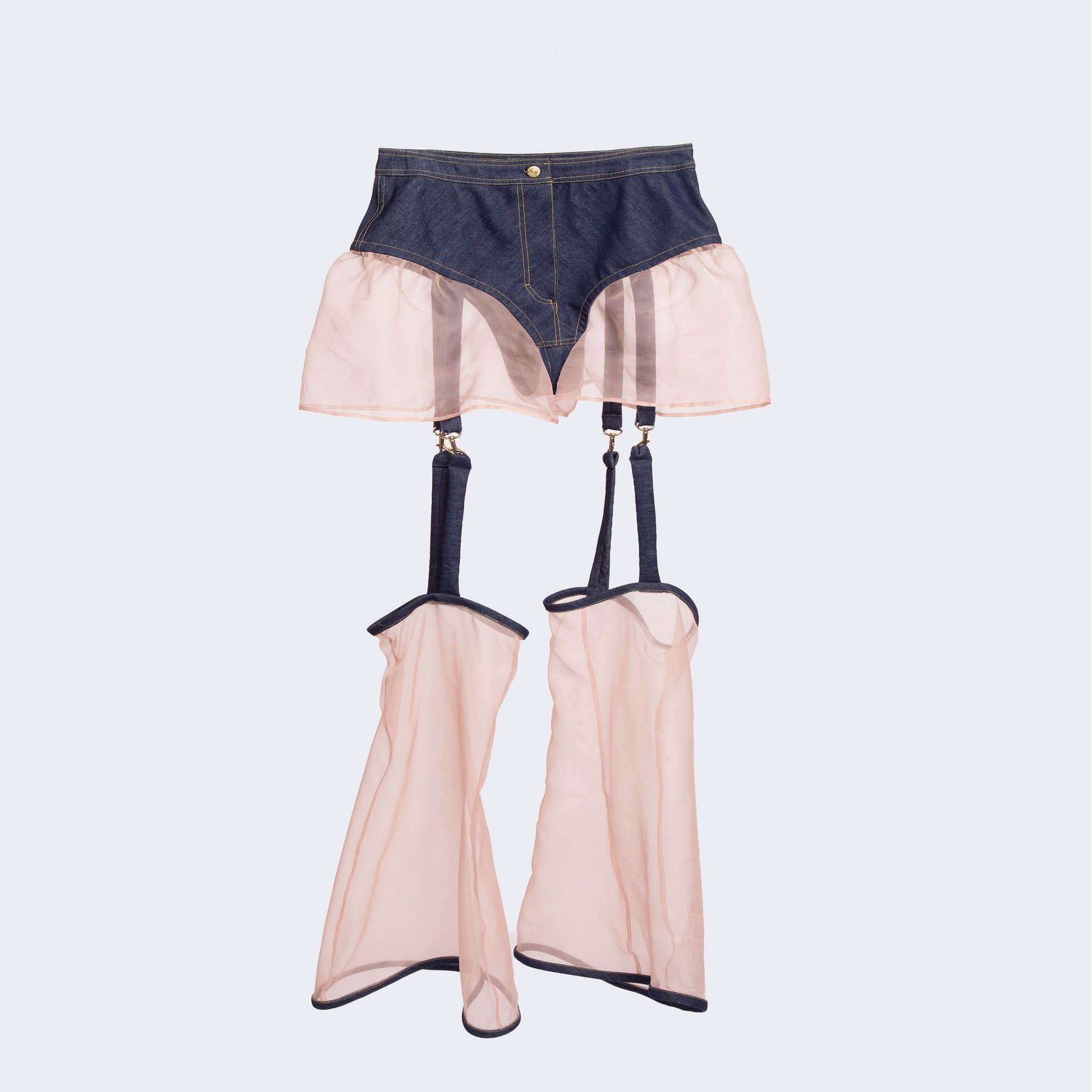 Denim Garters with Organza Shorts